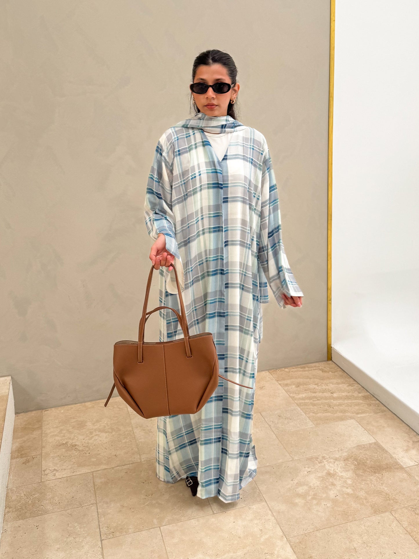 Blue Plaid Abaya