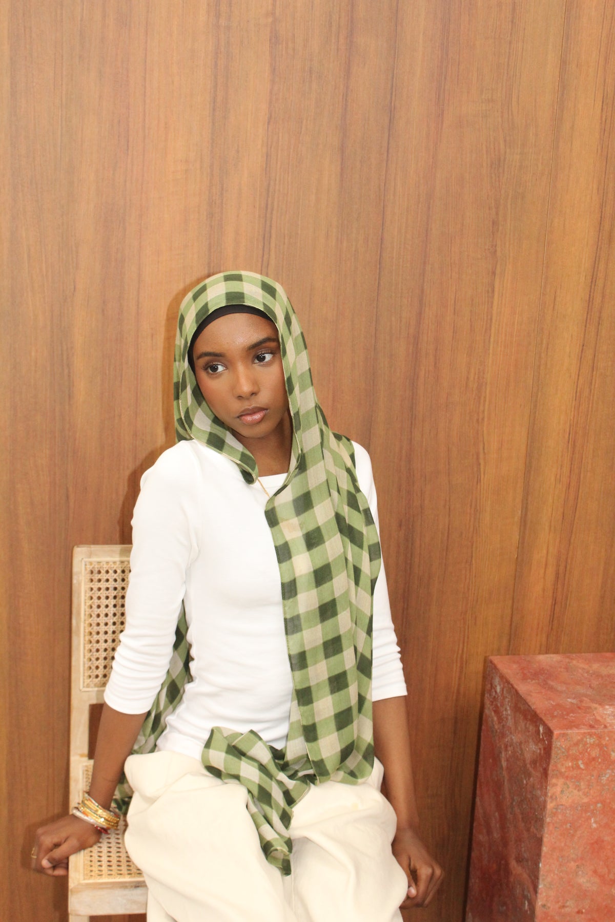 Checkered Hijab- MATCHA