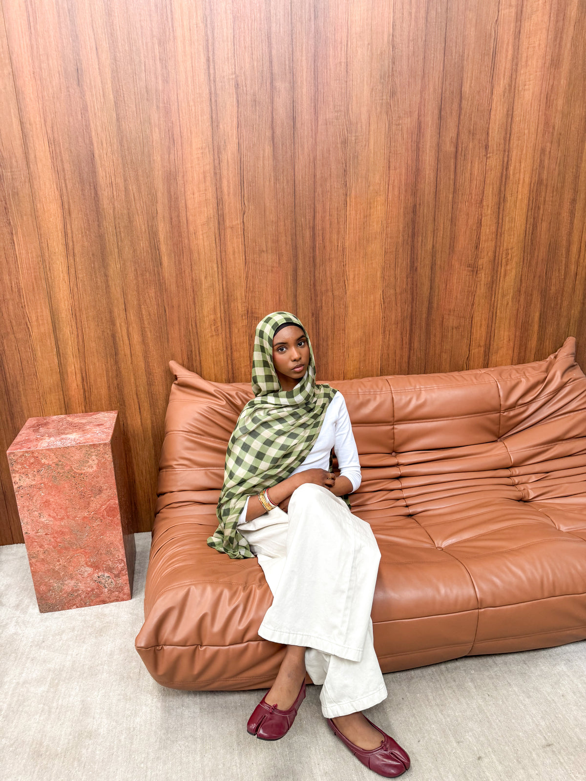 Checkered Hijab- MATCHA