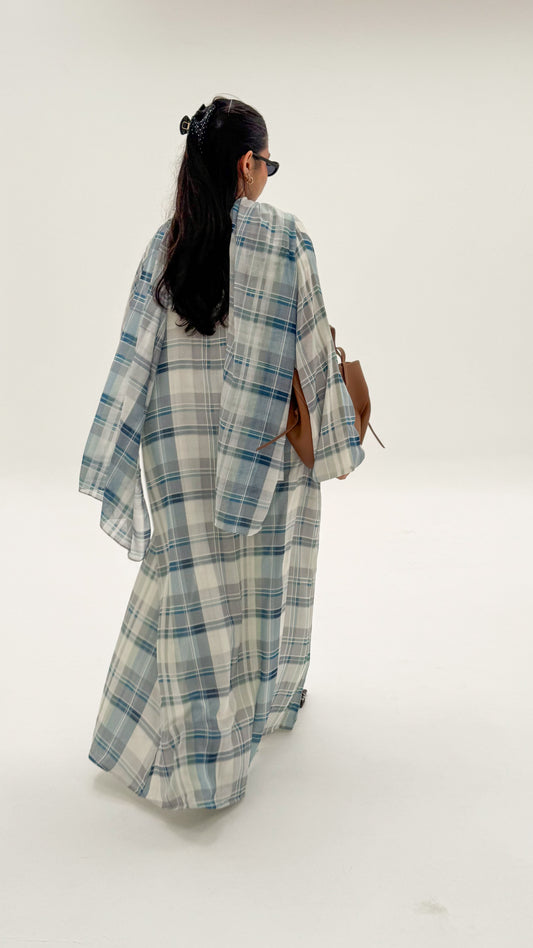 Blue Plaid Abaya