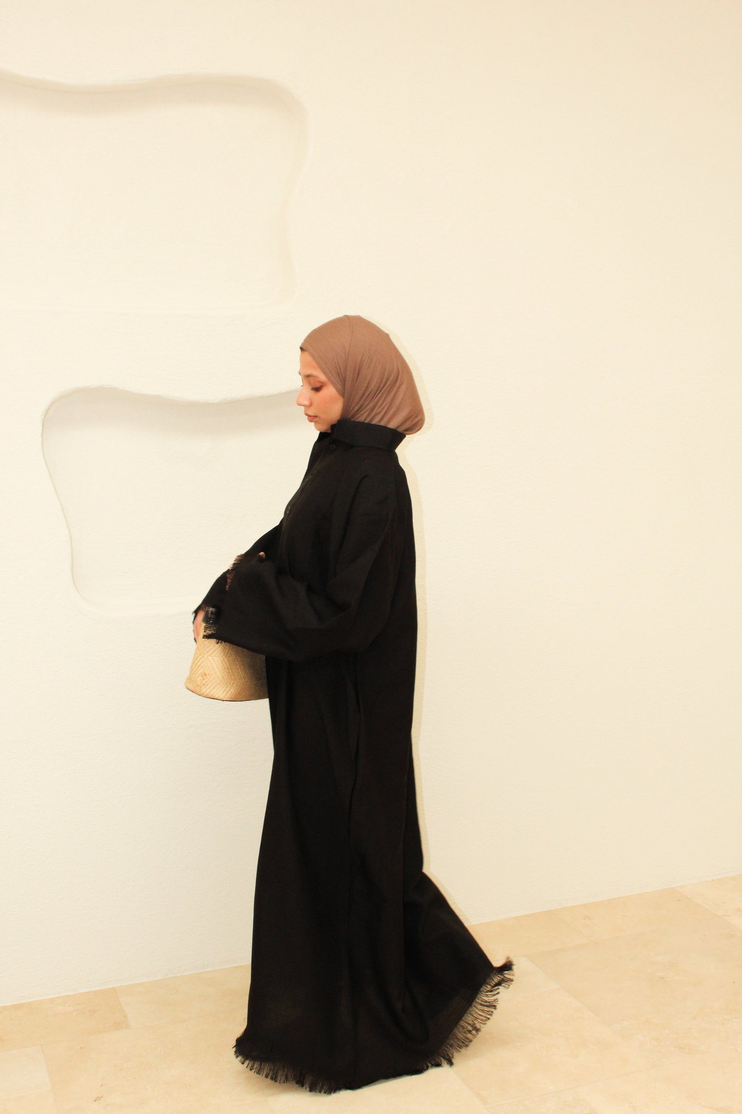 Zara Fringed Abaya- (COLLAR)