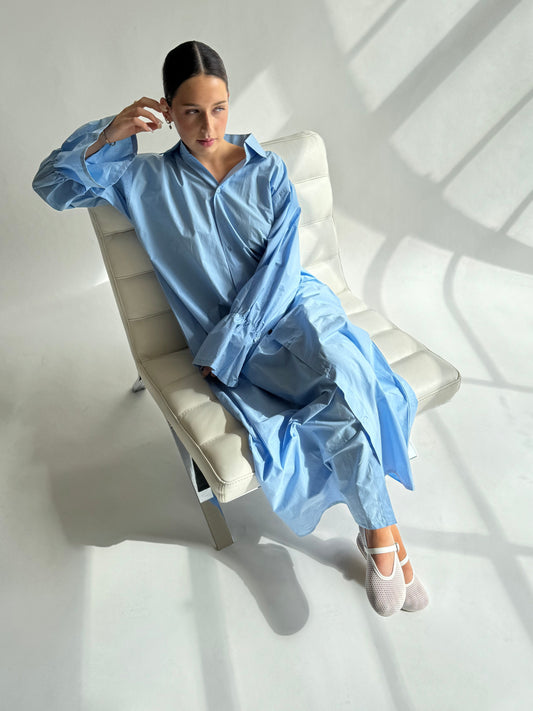 Maxi Blue Shirt Dress