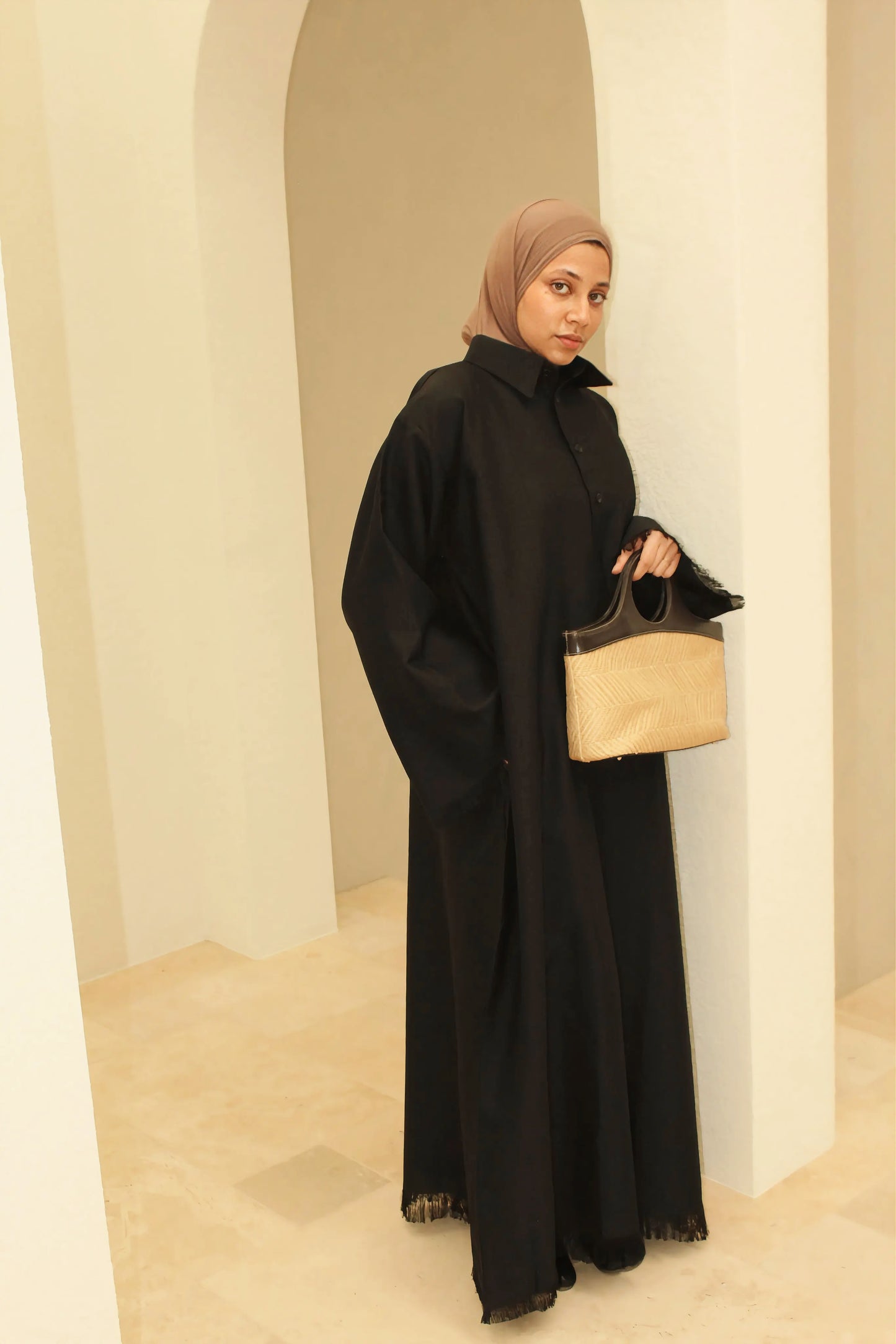 Zara Fringed Abaya- (COLLAR)