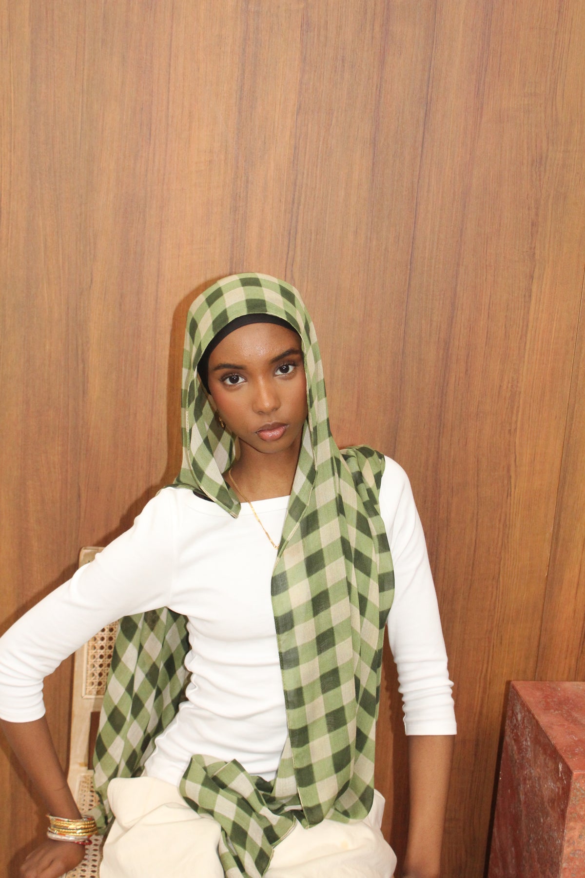 Checkered Hijab- MATCHA