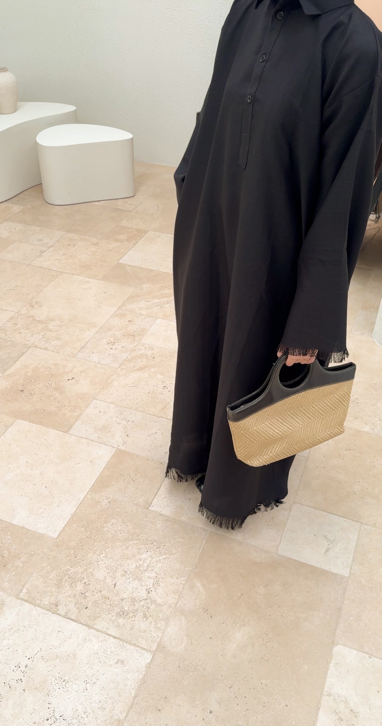 Zara Fringed Abaya- (COLLAR)
