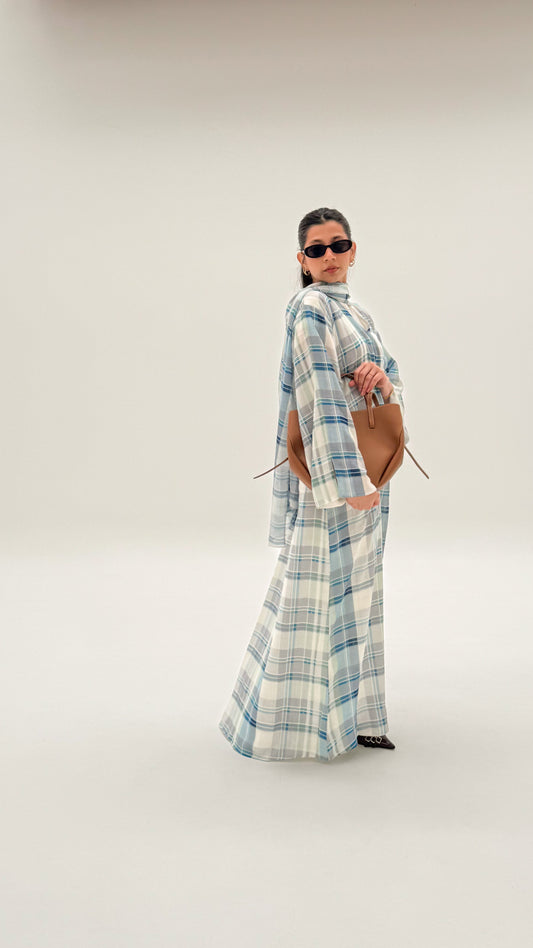 Blue Plaid Abaya